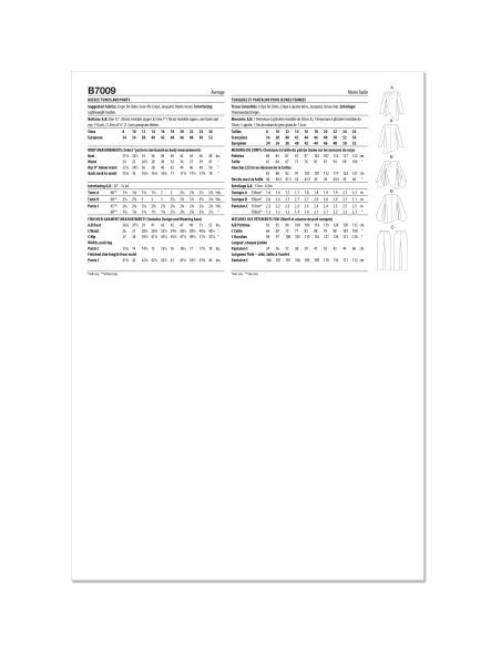 Patron Butterick 7009/K5 (36-44) - Tunique asymétrique et pantalon fuselé