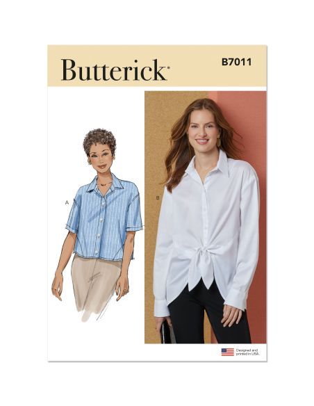 Patron Butterick 7011/U5 (44-52) - Chemisier boutonné avec variations de manches