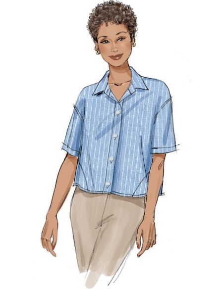 Patron Butterick 7011/U5 (44-52) - Chemisier boutonné avec variations de manches