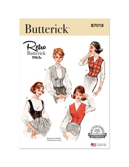 Patron Butterick 7018/R5 (42-50) - Gilet vintage des années 1960