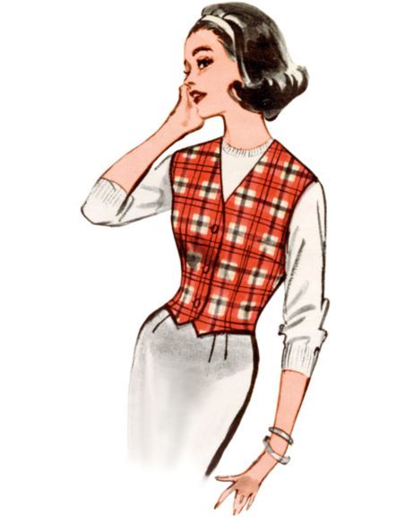 Patron Butterick 7018/R5 (42-50) - Gilet vintage des années 1960