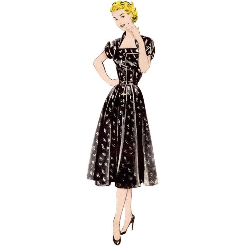 Patron Butterick 7019/R5 (42-50) - Robe vintage des années 1950