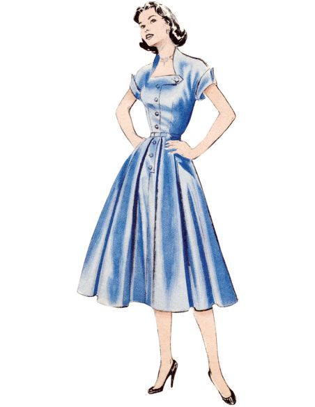 Patron Butterick 7019/R5 (42-50) - Robe vintage des années 1950