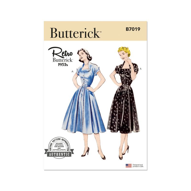 Patron Butterick 7019/R5 (42-50) - Robe vintage des années 1950