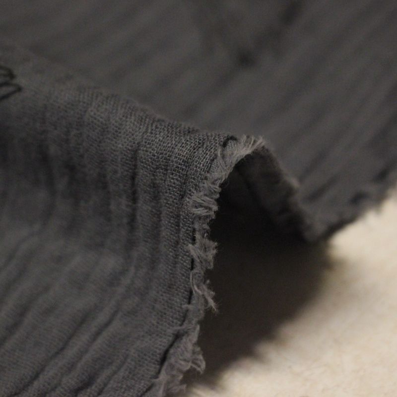Double gaze 100% coton - Oiseaux noirs fond anthracite