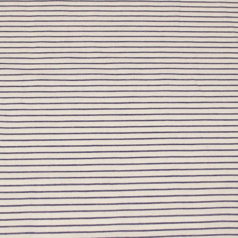 Popeline 100% coton tissé-teint - Rayure bleu fond blanc optique