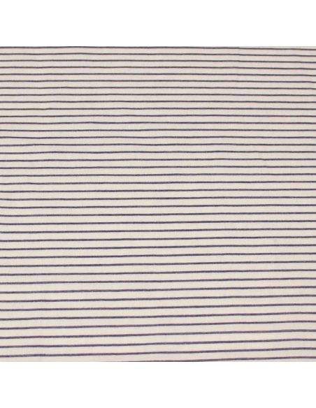 Popeline 100% coton tissé-teint - Rayure bleu fond blanc optique