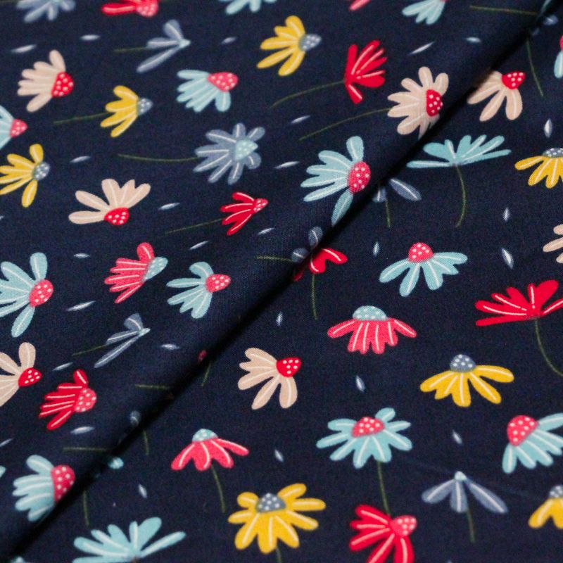 Popeline 100% coton - Jardin poétique fond marine