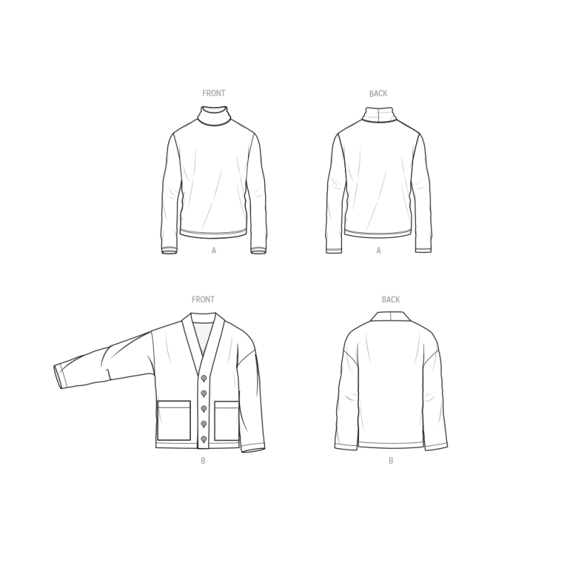Patron KnowMe 2105.BB - Pull à col roulé et cardigan pour hommes