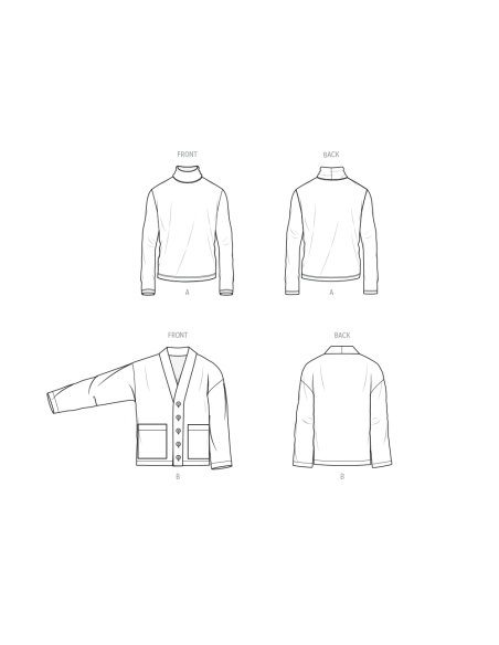 Patron KnowMe 2105.BB - Pull à col roulé et cardigan pour hommes