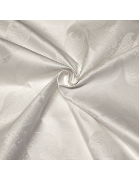 Popeline jacquard 100% coton - Feuille blanc optique