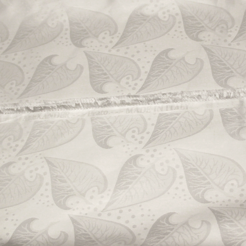Popeline jacquard 100% coton - Feuille blanc optique
