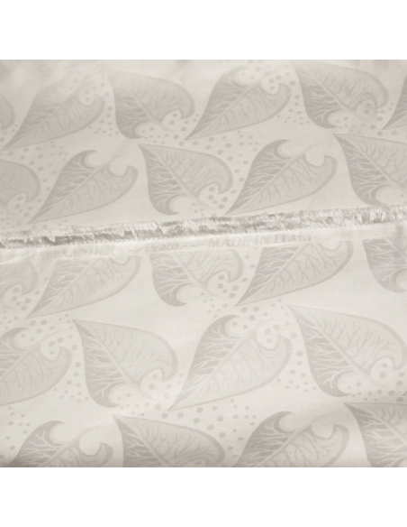 Popeline jacquard 100% coton - Feuille blanc optique