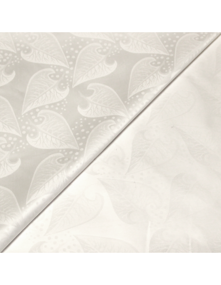 Popeline jacquard 100% coton - Feuille blanc optique
