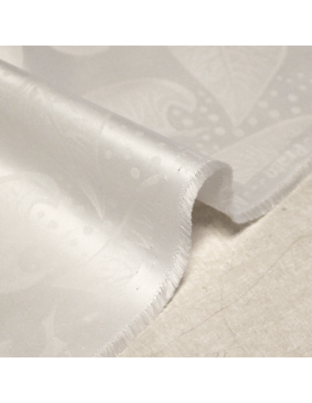 Popeline jacquard 100% coton - Feuille blanc optique