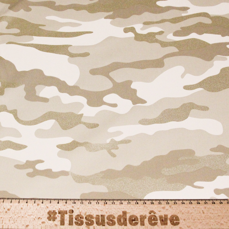Gabardine coton & élasthanne - Militaire beige brillant