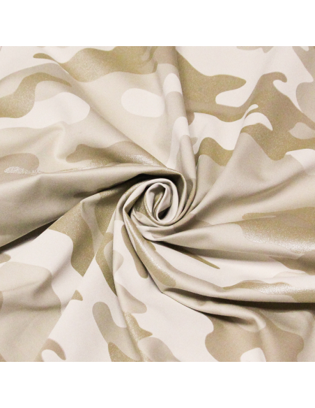 Gabardine coton & élasthanne - Militaire beige brillant