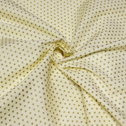 Popeline 100% coton - Étoile dorée fond jaune 2