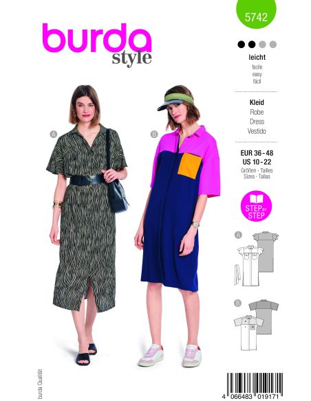 Patron Burda 5742 - Robe chemise élégante