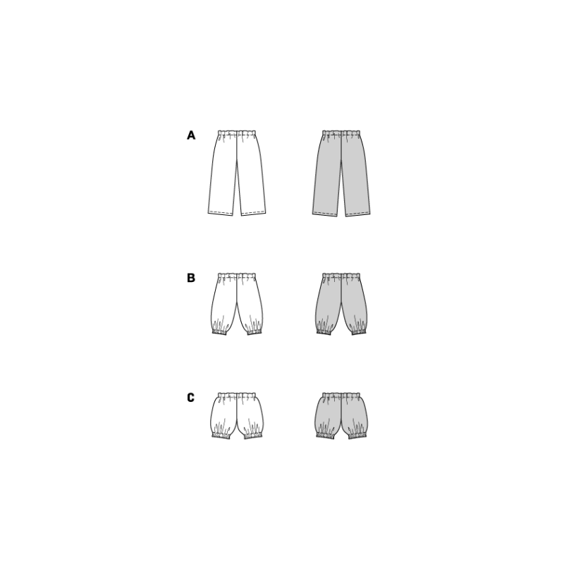 Patron Burda 9202 - Pantalon et short pour enfants avec taille élastiquée