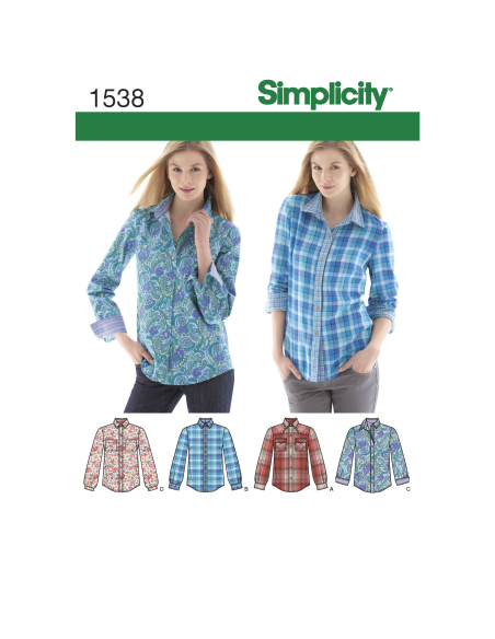 Patron Simplicity 1538.H5 (34-42) - Chemise boutonnée pour femmes