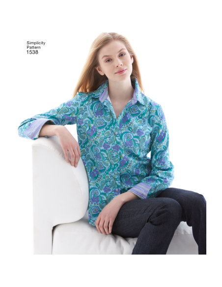 Patron Simplicity 1538.H5 (34-42) - Chemise boutonnée pour femmes