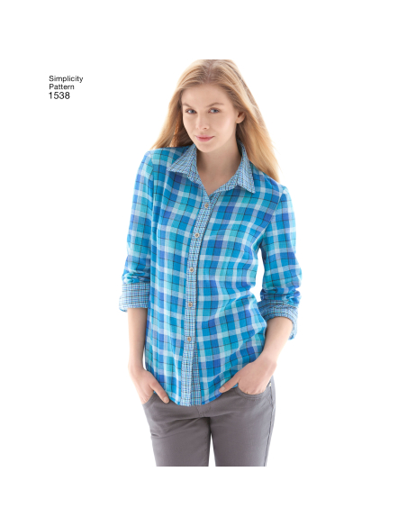 Patron Simplicity 1538.R5 (42-50) - Chemise boutonnée pour femmes