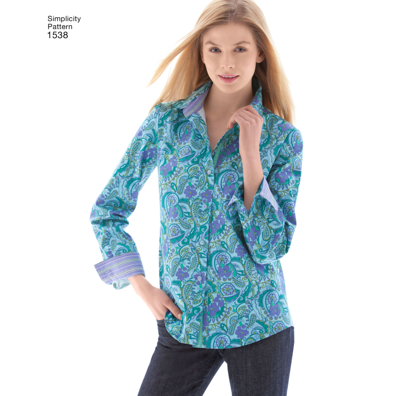 Patron Simplicity 1538.R5 (42-50) - Chemise boutonnée pour femmes