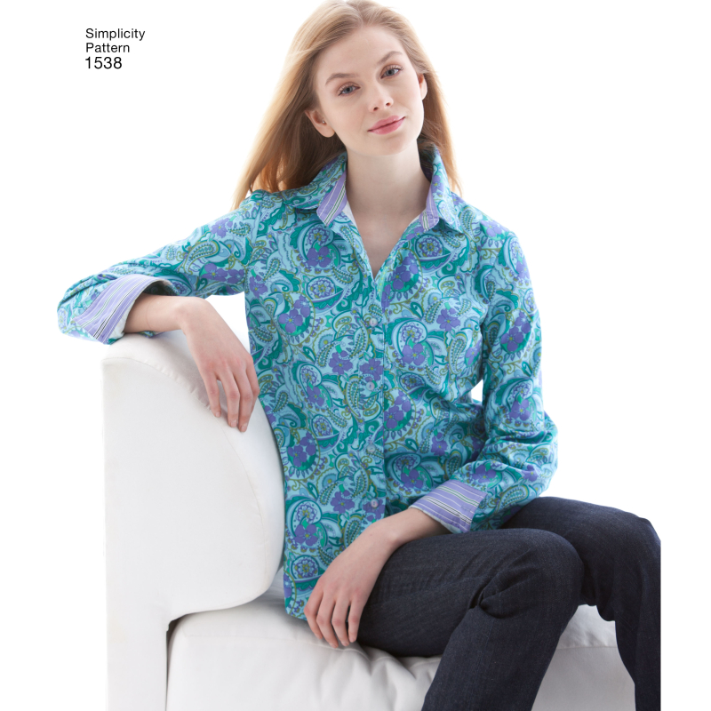 Patron Simplicity 1538.R5 (42-50) - Chemise boutonnée pour femmes