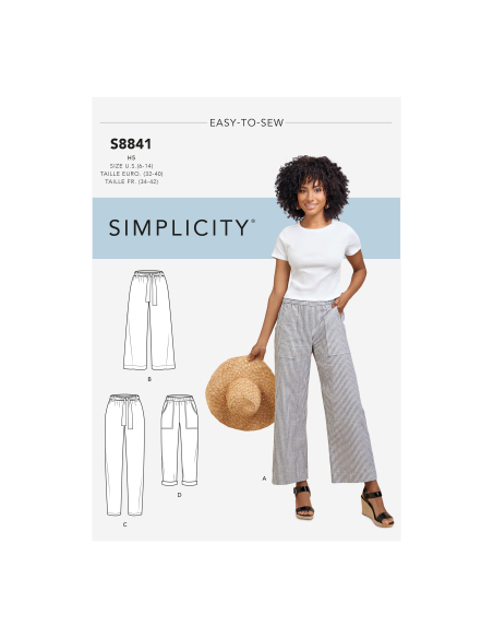 Patron Simplicity 8841.H5 (34-42) - Pantalons à enfiler à jambes larges ou étroites pour femmes