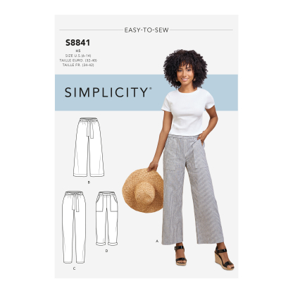 Patron Simplicity 8841.R5 (42-50) - Pantalons à enfiler à jambes larges ou étroites pour femmes