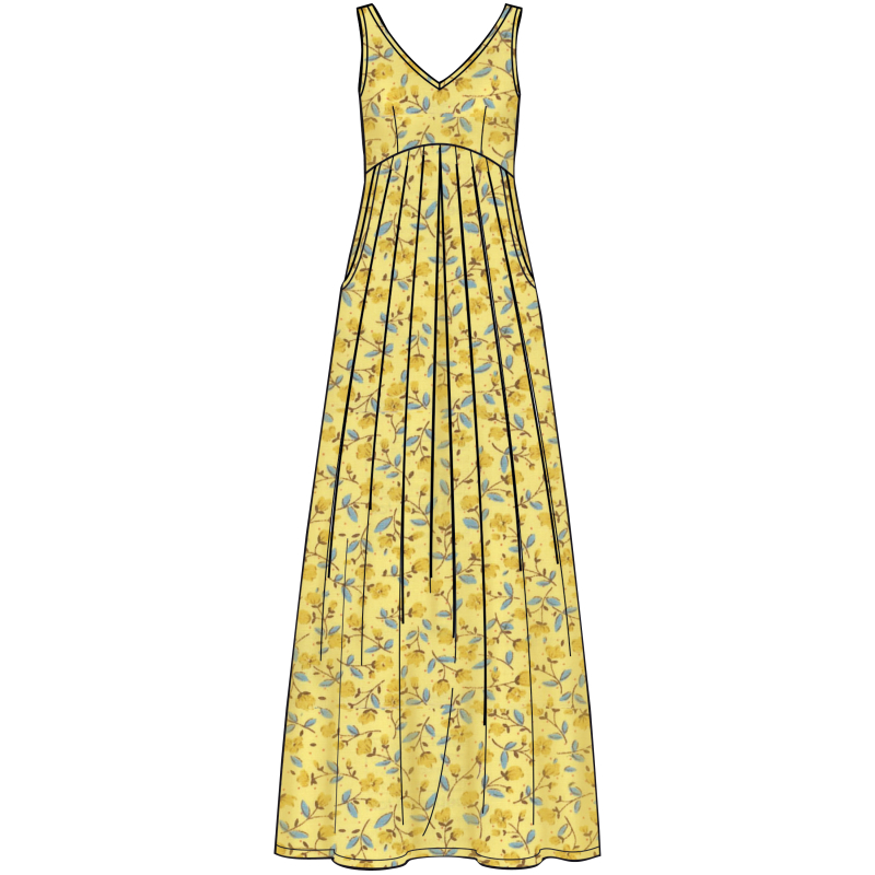 Patron Simplicity 8910.H5 (34-42) - Robe à encolure en V et taille empire