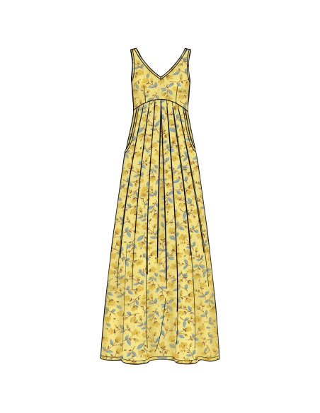Patron Simplicity 8910.H5 (34-42) - Robe à encolure en V et taille empire