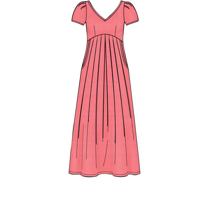 Patron Simplicity 8910.H5 (34-42) - Robe à encolure en V et taille empire