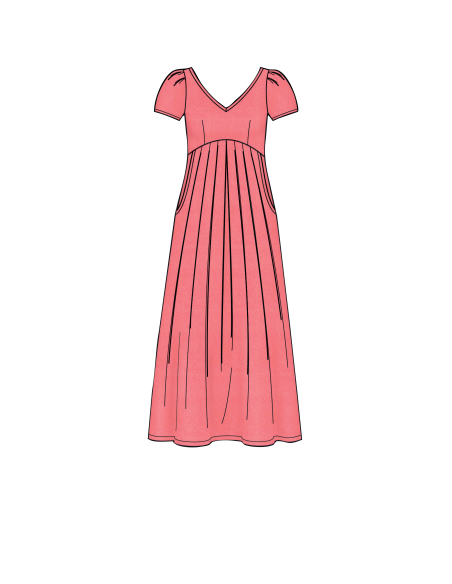 Patron Simplicity 8910.H5 (34-42) - Robe à encolure en V et taille empire
