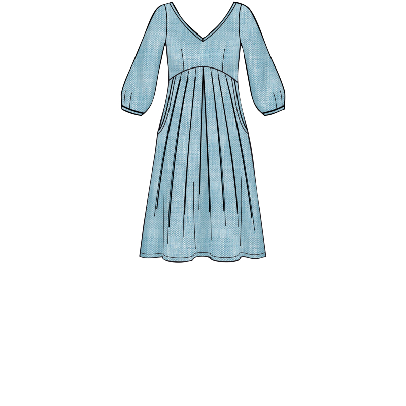 Patron Simplicity 8910.H5 (34-42) - Robe à encolure en V et taille empire
