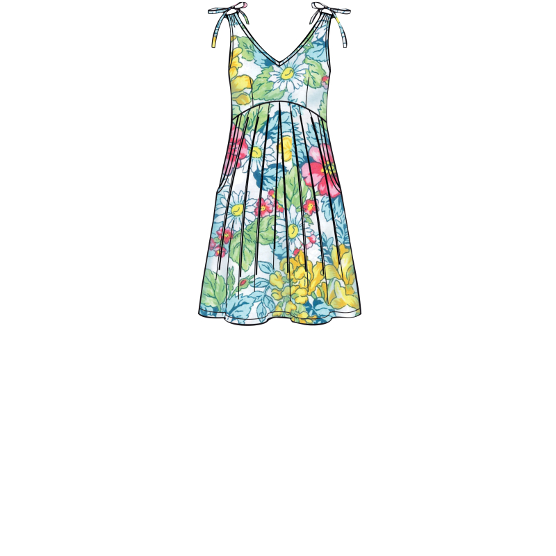 Patron Simplicity 8910.H5 (34-42) - Robe à encolure en V et taille empire
