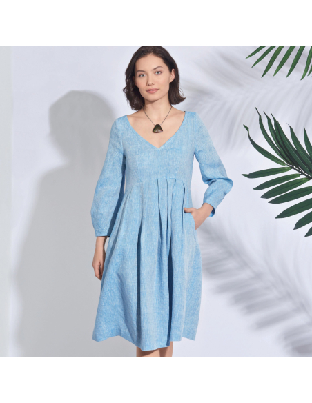 Patron Simplicity 8910.R5 (42-50) - Robe à encolure en V et taille empire