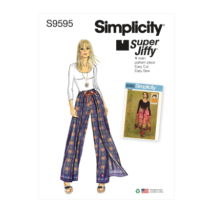 Patron Simplicity 9595 - Jupe-culotte portefeuille à nouer