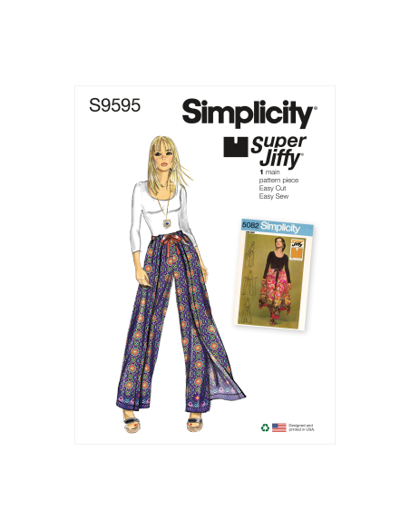 Patron Simplicity 9595 - Jupe-culotte portefeuille à nouer