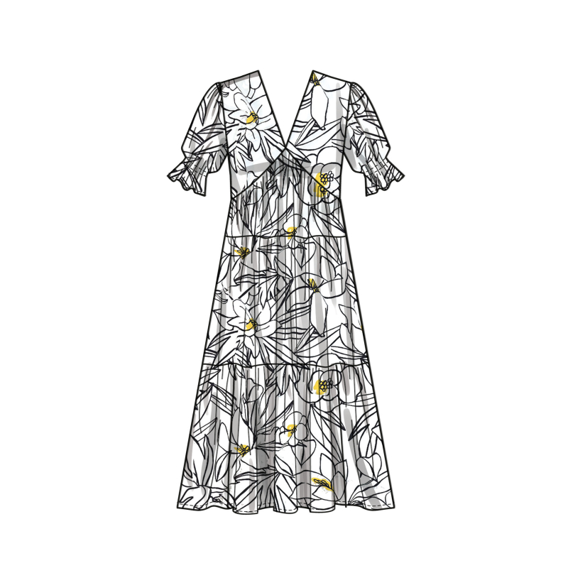 Patron Simplicity 9702.K5 (36-44) - Robe à encolure en V et taille empire