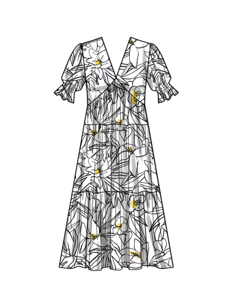Patron Simplicity 9702.K5 (36-44) - Robe à encolure en V et taille empire