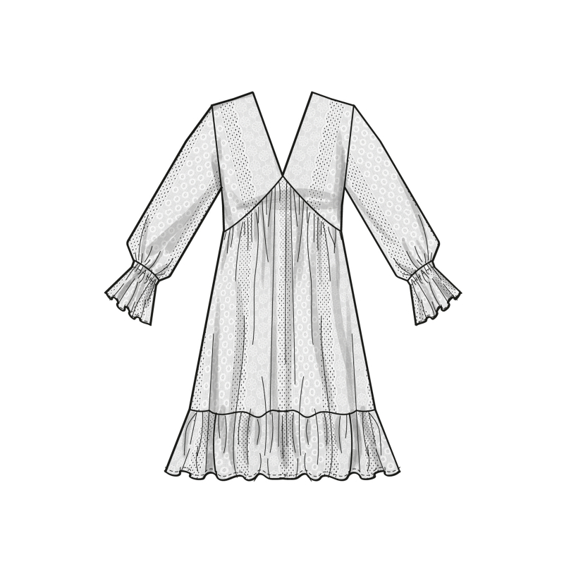Patron Simplicity 9702.K5 (36-44) - Robe à encolure en V et taille empire