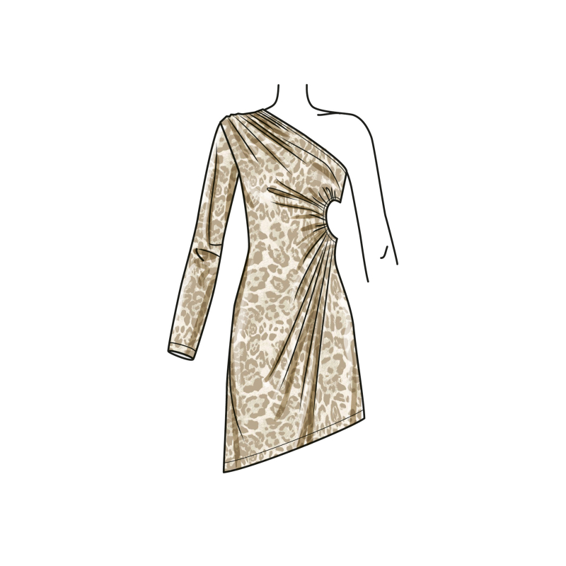 Patron Simplicity 9885.K5 (36-44) - Robe asymétrique à découpes et fronces