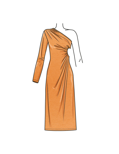 Patron Simplicity 9885.K5 (36-44) - Robe asymétrique à découpes et fronces