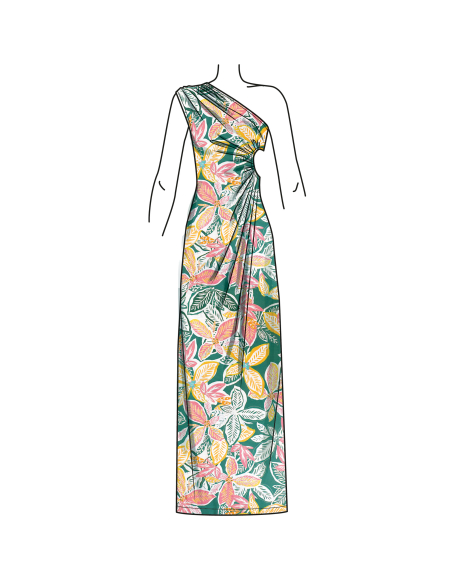 Patron Simplicity 9885.K5 (36-44) - Robe asymétrique à découpes et fronces