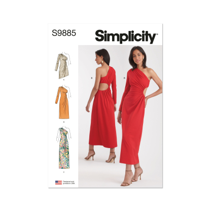 Patron Simplicity 9885.Y5 (46-54) - Robe asymétrique à découpes et fronces