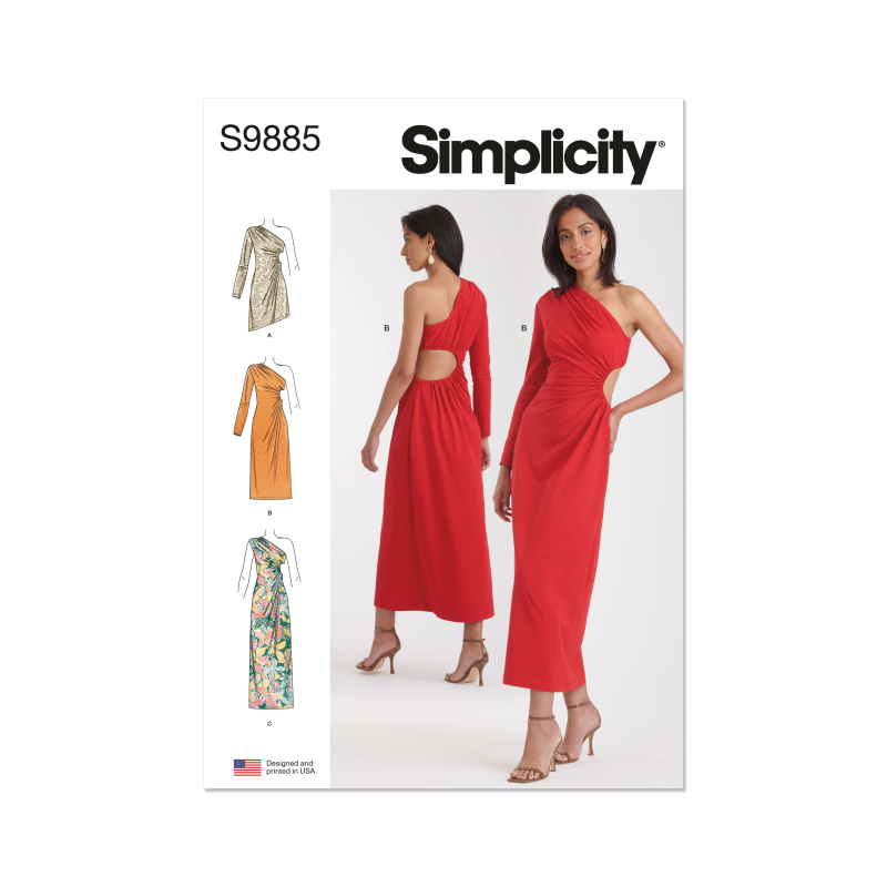 Patron Simplicity 9885.Y5 (46-54) - Robe asymétrique à découpes et fronces