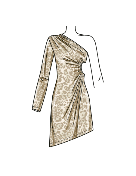 Patron Simplicity 9885.Y5 (46-54) - Robe asymétrique à découpes et fronces