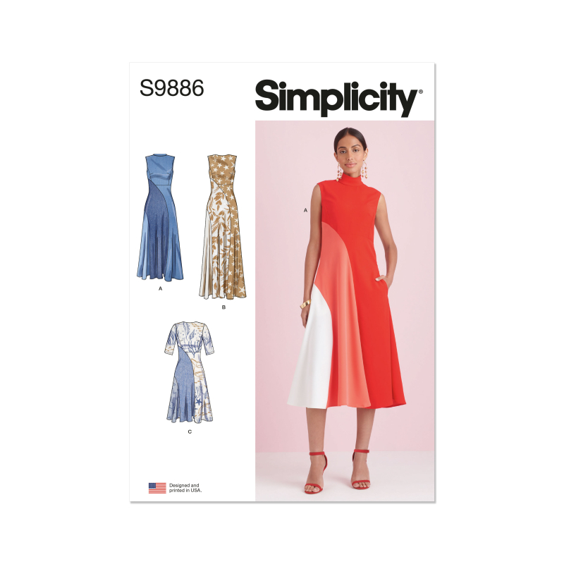 Patron Simplicity 9886.P5 (40-48) - Robe ajustée avec variations de longueur